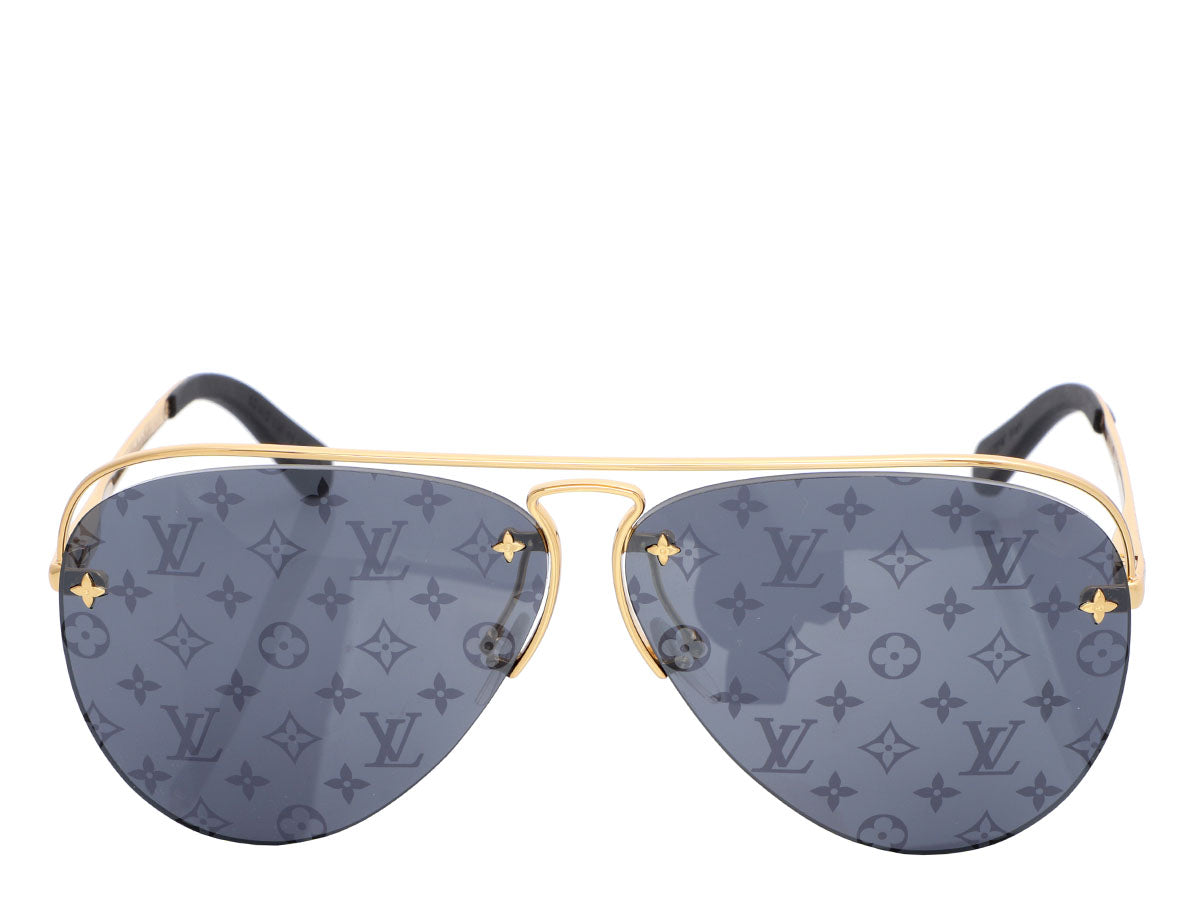 Louis Vuitton Gold Tone/ Grey Z1200W Nightlight Aviator Sunglasses Louis  Vuitton | TLC